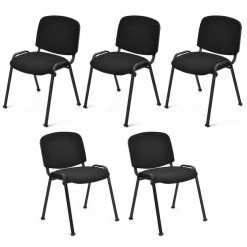 Black Conference Chair Elegant Office Chair for Guest Reception with Upholstery Seat (5-Pieces) by SUNRINX