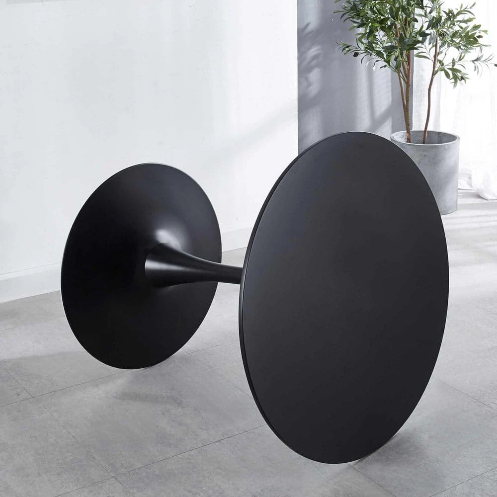 31.5 in.Black Tulip Table Mid-century Dining Table for 2-4 people With Round Mdf Table Top by SUNRINX 6 31.5 in.Black Tulip Table Mid-century Dining Table for 2-4 people With Round Mdf Table Top by SUNRINX - Image 6