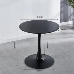 31.5 in.Black Tulip Table Mid-century Dining Table for 2-4 people With Round Mdf Table Top by SUNRINX 16 31.5 in.Black Tulip Table Mid-century Dining Table for 2-4 people With Round Mdf Table Top by SUNRINX -Furniture Store black sunrinx kitchen dining tables mg5 55bf 76 1000