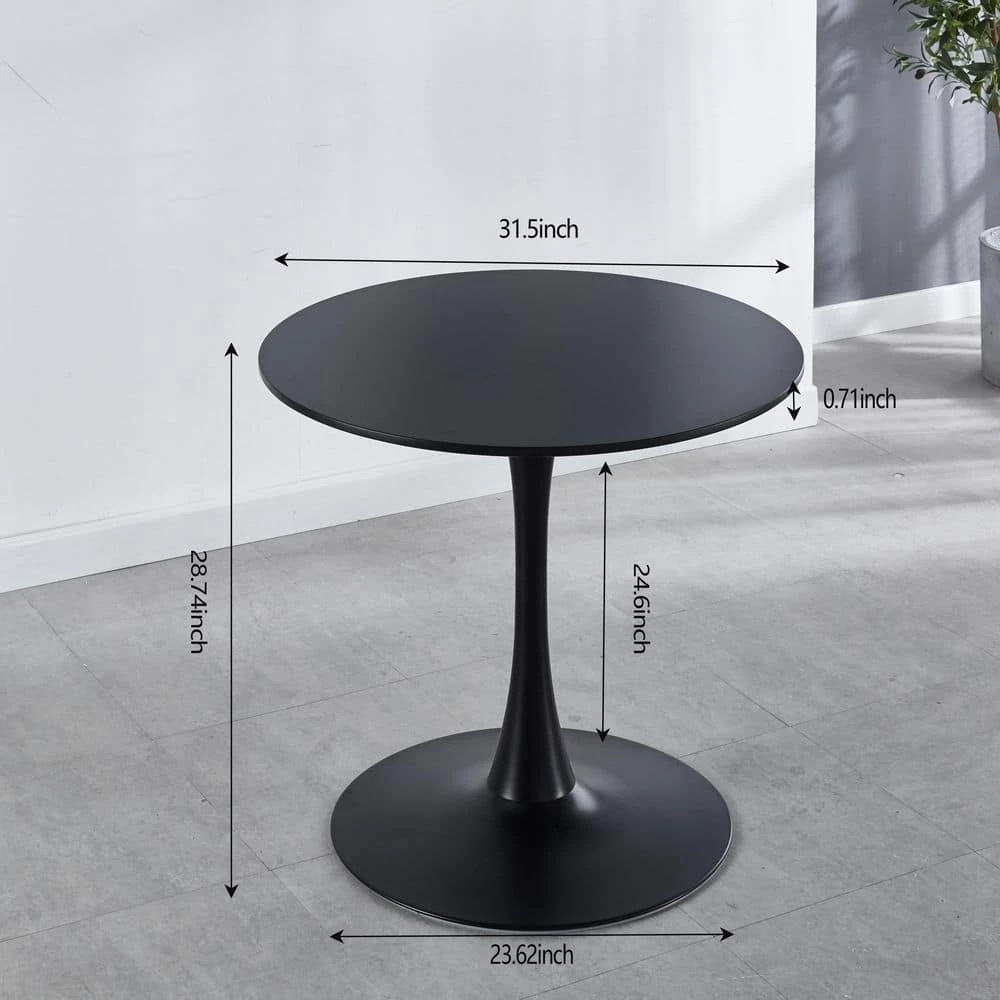 31.5 in.Black Tulip Table Mid-century Dining Table for 2-4 people With Round Mdf Table Top by SUNRINX 8 31.5 in.Black Tulip Table Mid-century Dining Table for 2-4 people With Round Mdf Table Top by SUNRINX - Image 8