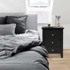 3-Drawer Black Tall Nightstand (2-piece) by SUNRINX 17 3-Drawer Black Tall Nightstand (2-piece) by SUNRINX -Furniture Store black sunrinx nightstands mg5666we 31 1000