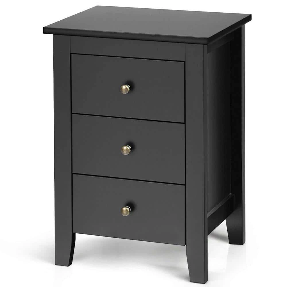 3-Drawer Black Tall Nightstand (2-piece) by SUNRINX 3 3-Drawer Black Tall Nightstand (2-piece) by SUNRINX - Image 3