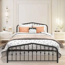 Black Bed Frame Queen Metal Platform Bed by SUNRINX -Furniture Store black sunrinx platform beds mg4 25we 31 1000