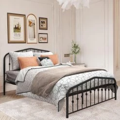 Black Bed Frame Queen Metal Platform Bed by SUNRINX -Furniture Store black sunrinx platform beds mg4 25we 4f 1000