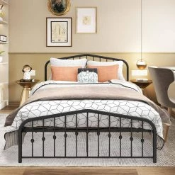 Black Bed Frame Queen Metal Platform Bed by SUNRINX -Furniture Store black sunrinx platform beds mg4 25we c3 1000