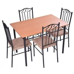 5-Piece Dining Set MDF Table Top and 4 Cushioned Chairs by SUNRINX