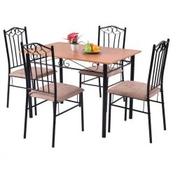 5-Piece Dining Set MDF Table Top and 4 Cushioned Chairs by SUNRINX -Furniture Store black tan sunrinx dining room sets mg5695we c3 1000
