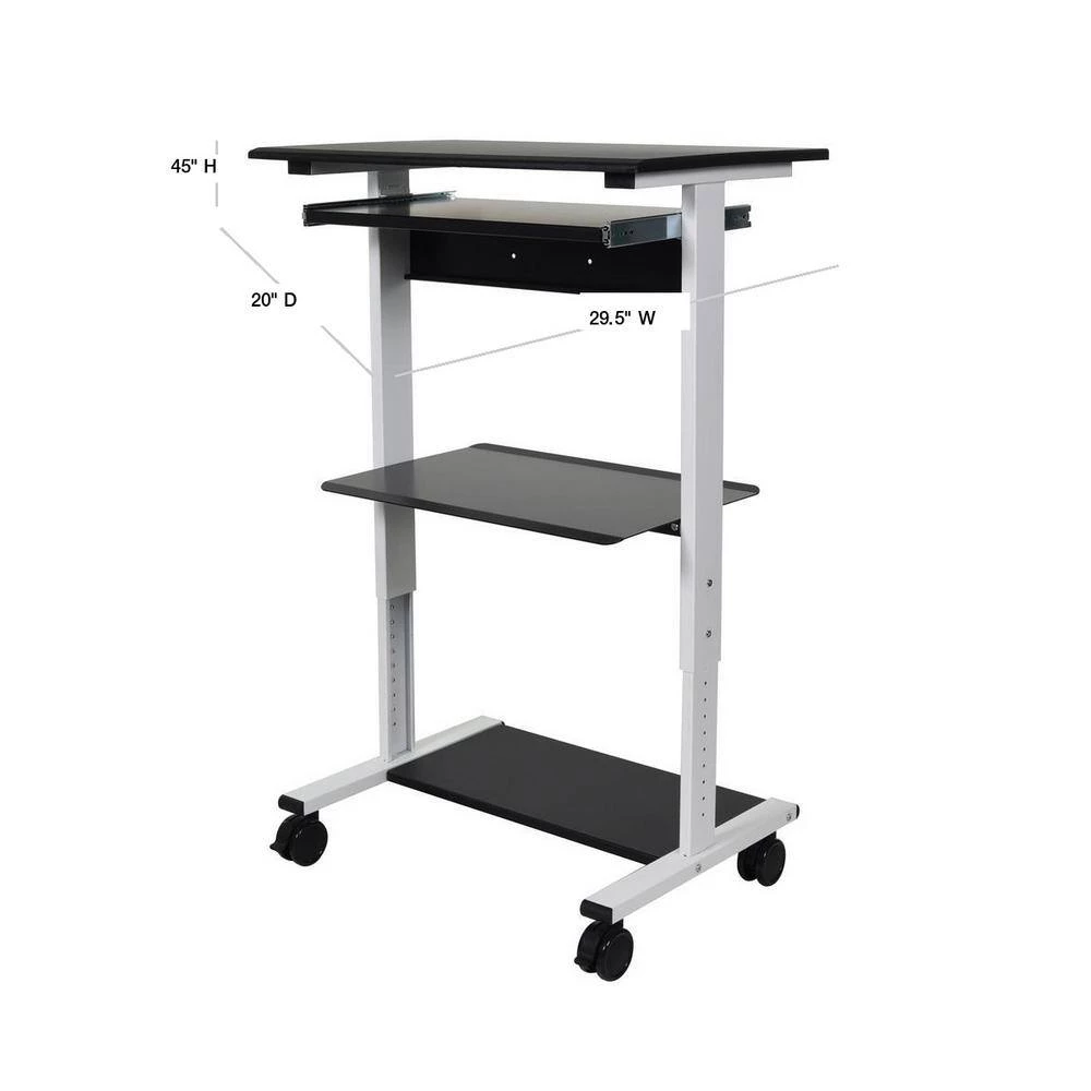 29.5 in. Rectangular Black/White Laptop Desks with Adjustable Height by Luxor 2 29.5 in. Rectangular Black/White Laptop Desks with Adjustable Height by Luxor - Image 2