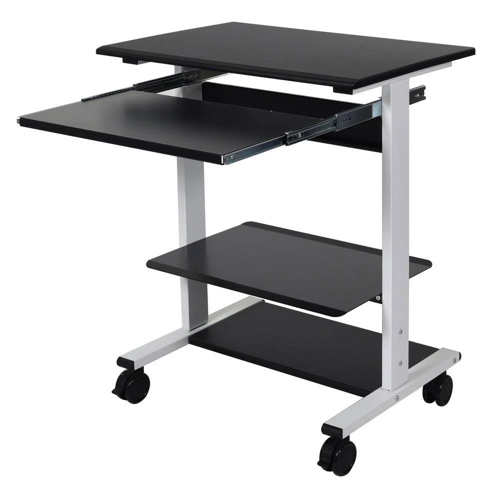 29.5 in. Rectangular Black/White Laptop Desks with Adjustable Height by Luxor 4 29.5 in. Rectangular Black/White Laptop Desks with Adjustable Height by Luxor - Image 4