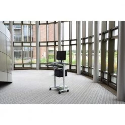 29.5 in. Rectangular Black/White Laptop Desks with Adjustable Height by Luxor