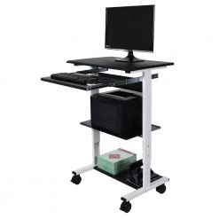 29.5 in. Rectangular Black/White Laptop Desks with Adjustable Height by Luxor 10 29.5 in. Rectangular Black/White Laptop Desks with Adjustable Height by Luxor -Furniture Store black white luxor laptop desks stand ws30 c3 1000