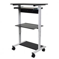 29.5 in. Rectangular Black/White Laptop Desks with Adjustable Height by Luxor 14 29.5 in. Rectangular Black/White Laptop Desks with Adjustable Height by Luxor -Furniture Store black white luxor laptop desks stand ws30 fa 1000