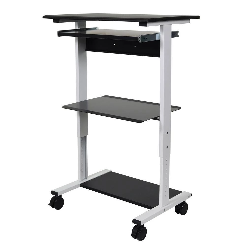 29.5 in. Rectangular Black/White Laptop Desks with Adjustable Height by Luxor 7 29.5 in. Rectangular Black/White Laptop Desks with Adjustable Height by Luxor - Image 7
