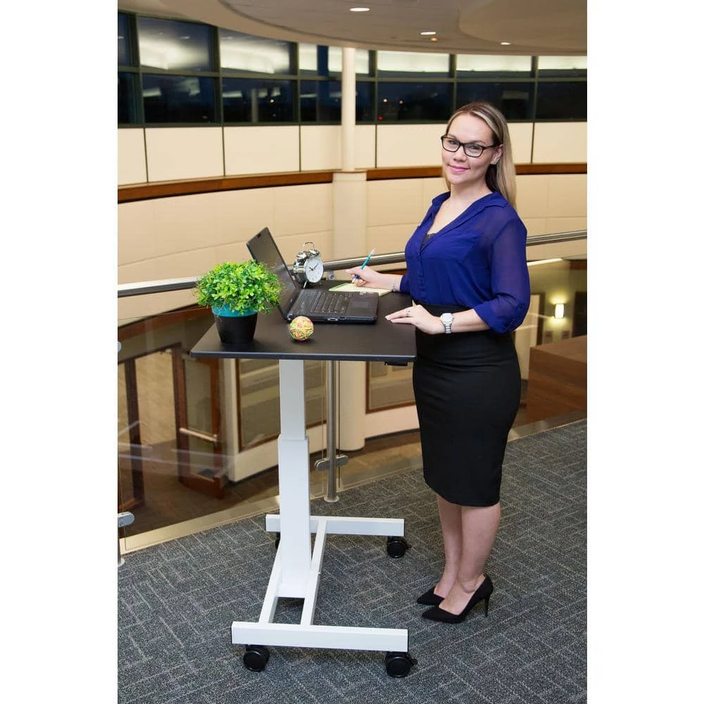 39.4 in. Rectangular Black/White Laptop Desks with Adjustable Height by Luxor 2 39.4 in. Rectangular Black/White Laptop Desks with Adjustable Height by Luxor - Image 2