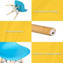 Set of 2-Mid Century Modern DSW Dining Side Chair by SUNRINX -Furniture Store blue sunrinx dining chairs mg6 25bd 4f 1000