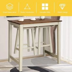 3 Pieces Bar Table Set Counter Pub Table by SUNRINX -Furniture Store brown beige sunrinx dining room sets mg6 31bd 1f 1000