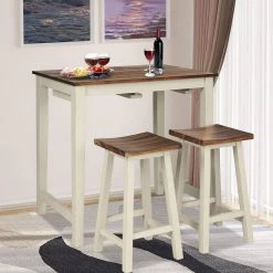 3 Pieces Bar Table Set Counter Pub Table by SUNRINX -Furniture Store brown beige sunrinx dining room sets mg6 31bd 4f 1000