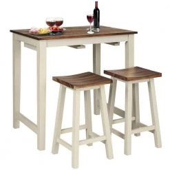 3 Pieces Bar Table Set Counter Pub Table by SUNRINX
