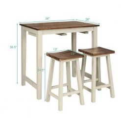 3 Pieces Bar Table Set Counter Pub Table by SUNRINX -Furniture Store brown beige sunrinx dining room sets mg6 31bd 76 1000