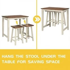 3 Pieces Bar Table Set Counter Pub Table by SUNRINX -Furniture Store brown beige sunrinx dining room sets mg6 31bd fa 1000