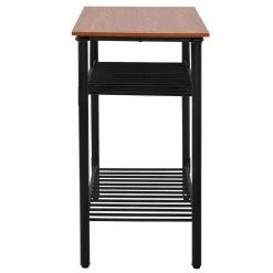 43.3 Width Industrial Rustic Brown Farmhouse Kitchen Island with 2 Metal Shelves by Edendirect -Furniture Store brown black edendirect kitchen islands n717 bc212br 1d 1000