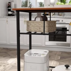 43.3 Width Industrial Rustic Brown Farmhouse Kitchen Island with 2 Metal Shelves by Edendirect -Furniture Store brown black edendirect kitchen islands n717 bc212br 1f 1000