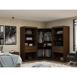 Ramsey Brown Open 3-Sectional Corner Closet (Set of 3) by Luxor -Furniture Store brown luxor armoires wardrobes 111hd2 c3 1000