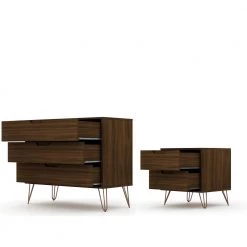 Intrepid 5-Drawer Brown Mid-Century Modern Dresser and Nightstand (Set of 2) by Luxor 17 Intrepid 5-Drawer Brown Mid-Century Modern Dresser and Nightstand (Set of 2) by Luxor -Furniture Store brown luxor dressers 104hd6 1f 1000