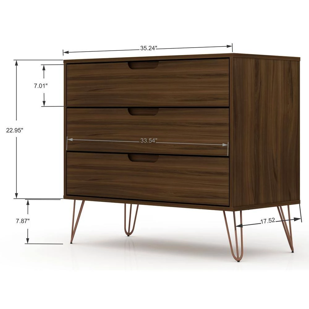 Intrepid 5-Drawer Brown Mid-Century Modern Dresser and Nightstand (Set of 2) by Luxor 6 Intrepid 5-Drawer Brown Mid-Century Modern Dresser and Nightstand (Set of 2) by Luxor - Image 6