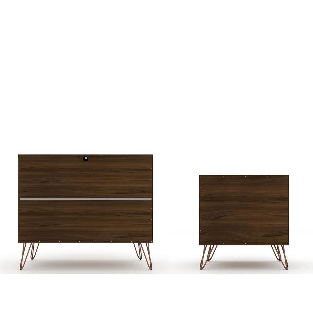 Intrepid 5-Drawer Brown Mid-Century Modern Dresser and Nightstand (Set of 2) by Luxor 4 Intrepid 5-Drawer Brown Mid-Century Modern Dresser and Nightstand (Set of 2) by Luxor - Image 4