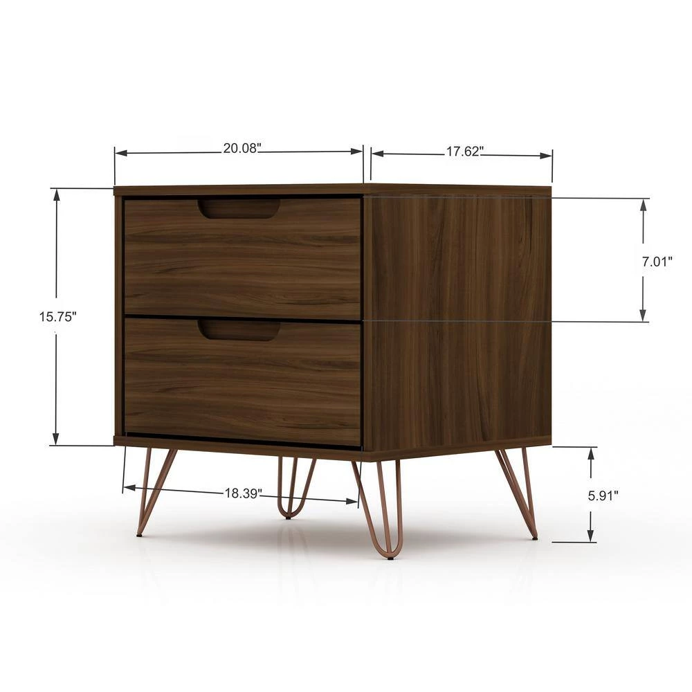 Intrepid 5-Drawer Brown Mid-Century Modern Dresser and Nightstand (Set of 2) by Luxor 10 Intrepid 5-Drawer Brown Mid-Century Modern Dresser and Nightstand (Set of 2) by Luxor - Image 10