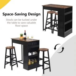 3 Pieces Bar Table Set with Storage Seats 2 by SUNRINX 11 3 Pieces Bar Table Set with Storage Seats 2 by SUNRINX -Furniture Store brown sunrinx dining room sets mg6 2bd 66 1000