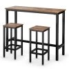 3 Pieces Bar Table Counter Breakfast Bar Dining Table with Stools-Brown by SUNRINX