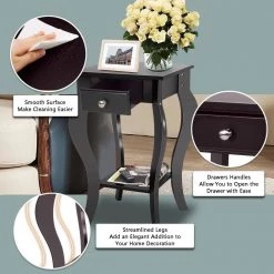 End Side Table with Drawer and Bottom Shelf-Brown by SUNRINX 13 End Side Table with Drawer and Bottom Shelf-Brown by SUNRINX -Furniture Store brown sunrinx end side tables mg2 50we 1f 1000