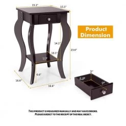 End Side Table with Drawer and Bottom Shelf-Brown by SUNRINX 16 End Side Table with Drawer and Bottom Shelf-Brown by SUNRINX -Furniture Store brown sunrinx end side tables mg2 50we 76 1000