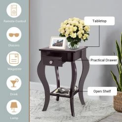 End Side Table with Drawer and Bottom Shelf-Brown by SUNRINX 15 End Side Table with Drawer and Bottom Shelf-Brown by SUNRINX -Furniture Store brown sunrinx end side tables mg2 50we fa 1000