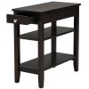 11.5 in. W 3-Tier Side End Table with Drawer Double Shelf-Brown by SUNRINX