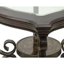 26 in. Brown End table With Glass Table Top by SUNRINX -Furniture Store brown sunrinx end side tables mg6 45bd 44 1000
