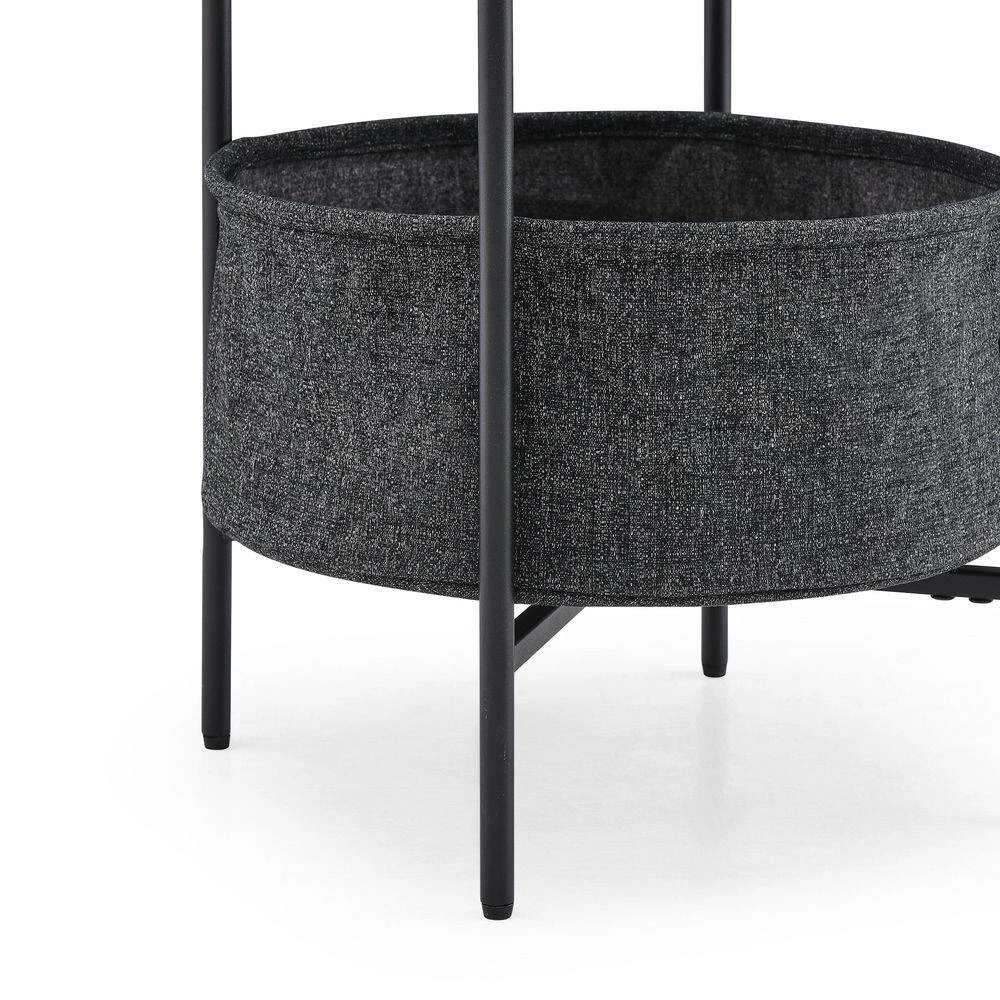 18 in. Modern Accent End Table With Storage Basket.Grey Cloth Bag and Brown Top by SUNRINX 2 18 in. Modern Accent End Table With Storage Basket.Grey Cloth Bag and Brown Top by SUNRINX - Image 2