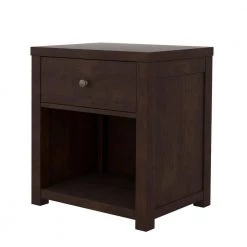 Vintage Rich Brown 1-Drawer Solid Wood Nightstand by SUNRINX