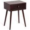 1-Drawer Brown Mid Century Modern Nightstand by SUNRINX