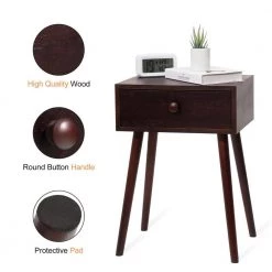 1-Drawer Brown Mid Century Modern Nightstand by SUNRINX -Furniture Store brown wood sunrinx nightstands mg6 54bd fa 1000 1