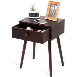1-Drawer Brown Mid Century Modern Nightstand by SUNRINX -Furniture Store brown wood sunrinx nightstands mg6 54bd fa 1000