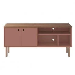 Hampton 54 in. Ceramic Pink and Nature Particle Board TV Stand Fits TVs Up to 50 in. with Storage Doors by Luxor
