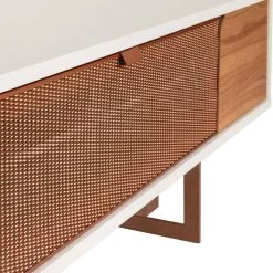 Javitz 81 in. Cinnamon and Off-White Particle Board TV Stand Fits TVs Up to 70 in. with Storage Doors by Luxor -Furniture Store cinnamon and off white luxor tv stands 2222hd1 fa 1000