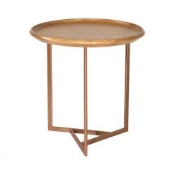 Javitz 19.29 in. Cinnamon Modern Round End Table by Luxor