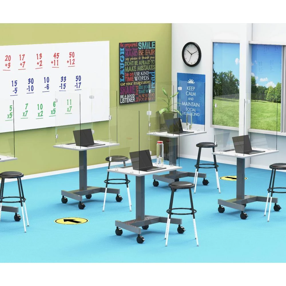 Trifold Acrylic Freestanding Desk Shield 22 x 24, Clear by Luxor 2 Trifold Acrylic Freestanding Desk Shield 22 x 24, Clear by Luxor - Image 2