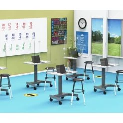 Trifold Acrylic Freestanding Desk Shield 46 x 24, Clear by Luxor -Furniture Store clear luxor computer desks div3p 462024c c3 1000