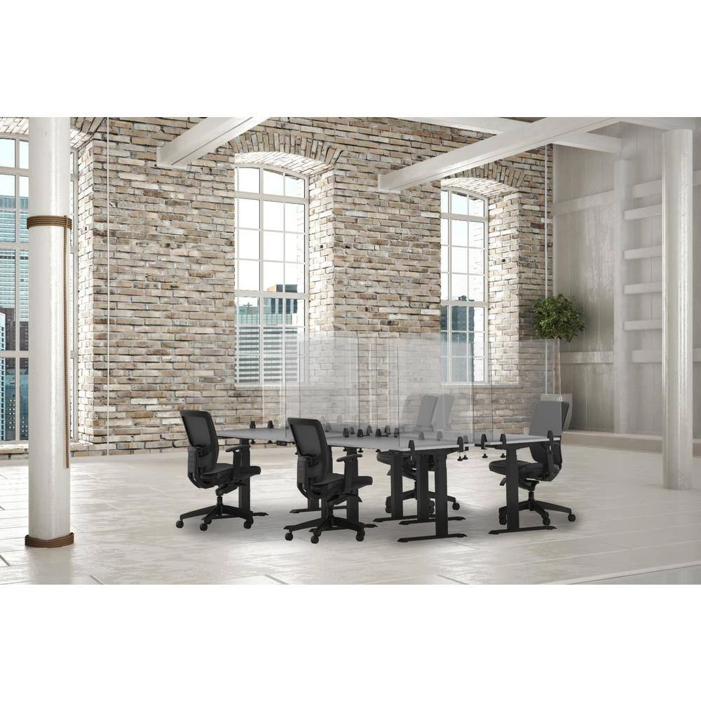 24 in. x 30 in. Clear Acrylic Sneeze Guard Desk Divider by Luxor 2 24 in. x 30 in. Clear Acrylic Sneeze Guard Desk Divider by Luxor - Image 2