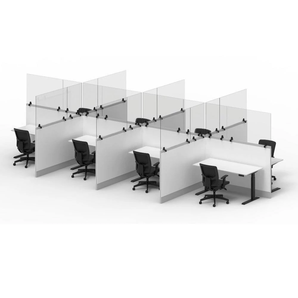 Acrylic Sneeze Guard Desk Divider 48 xz 24, Clear by Luxor 2 Acrylic Sneeze Guard Desk Divider 48 xz 24, Clear by Luxor - Image 2